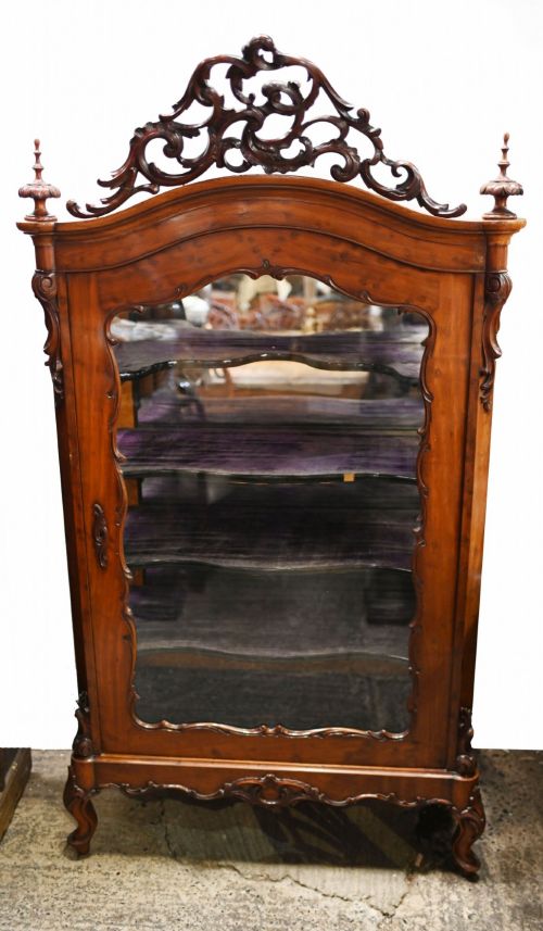 Antique French Display Cabinet Rustic Mahogany Vitrine 1840