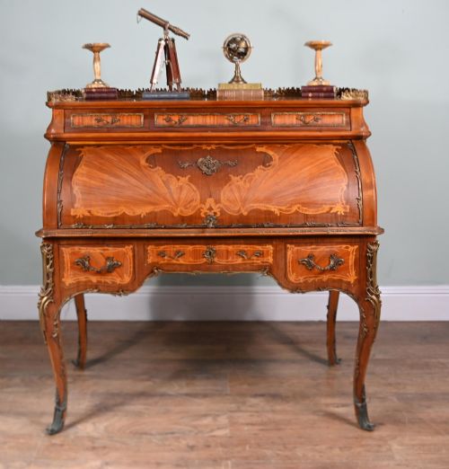French Roll Top Desk Louis XVI Inlay Bureau