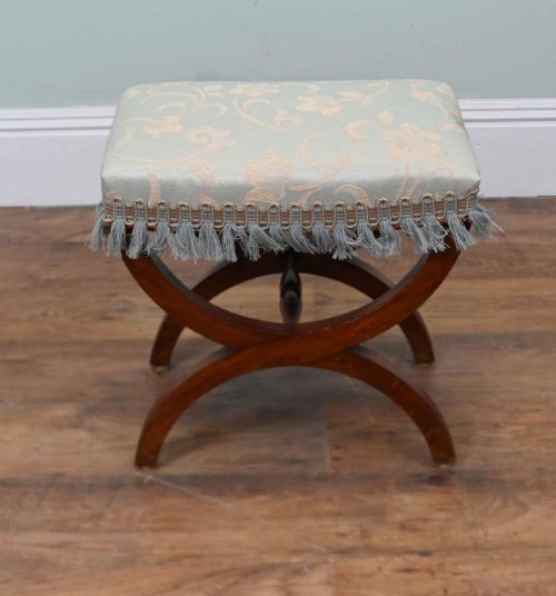 Regency Style Mahogany X Frame Stool