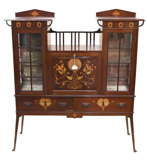 Edwardian Art Nouveau Drinks Cabinet Display Chest 1910