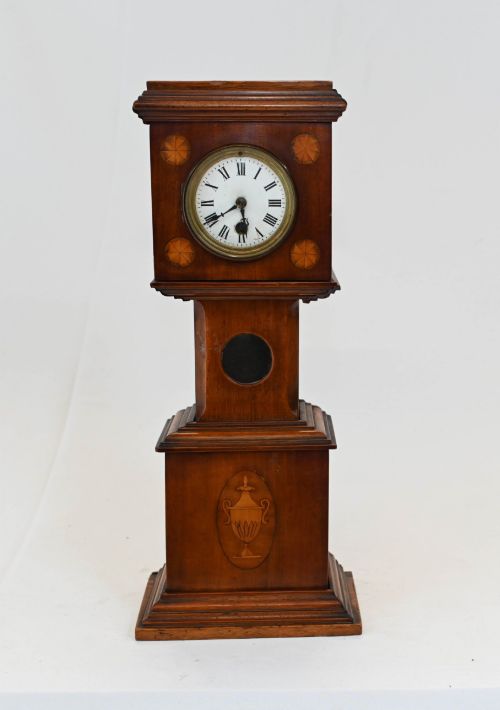 Mini Grandfather Clock Mahogany Sheraton Inlay 1930