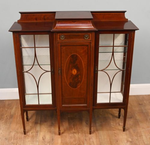 Edwardian Display Cabinet Vitrine Sheraton Mahogany Inlay 1910