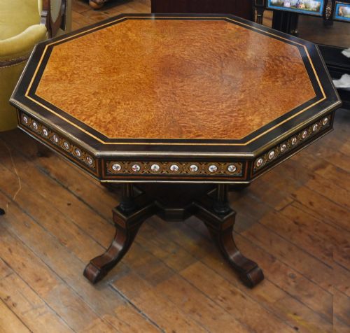 Victorian Centre Table Amboyna Antique 1880
