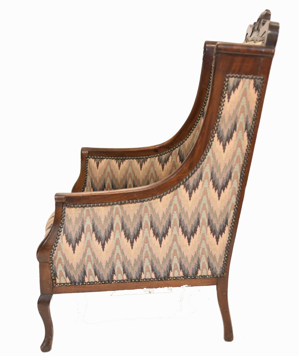 Pair Victorian Salon Chairs Arm Club Chair Stools View VII