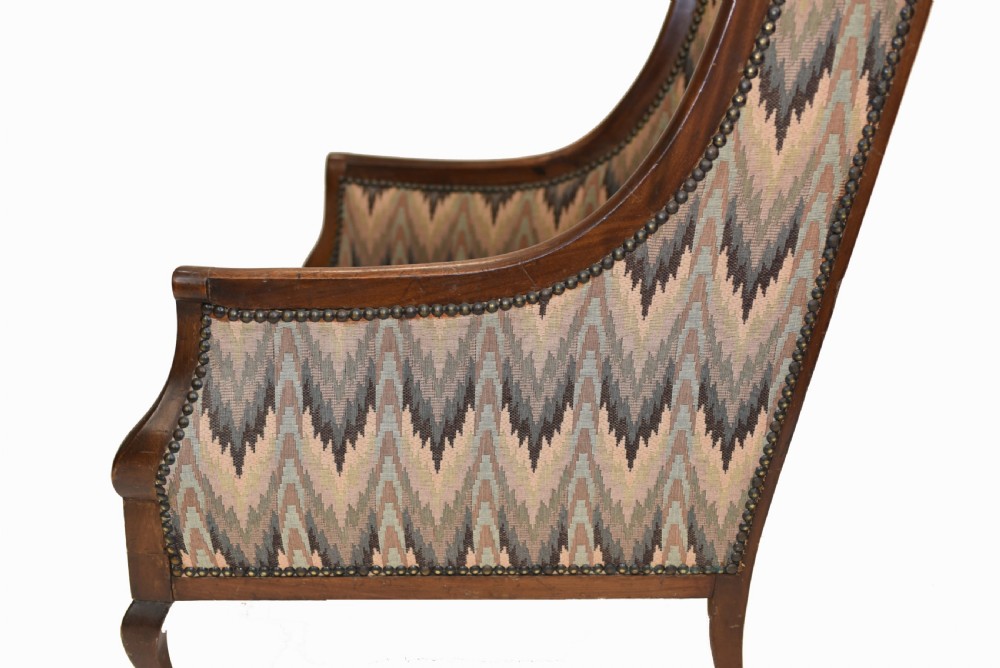 Pair Victorian Salon Chairs Arm Club Chair Stools View VIII