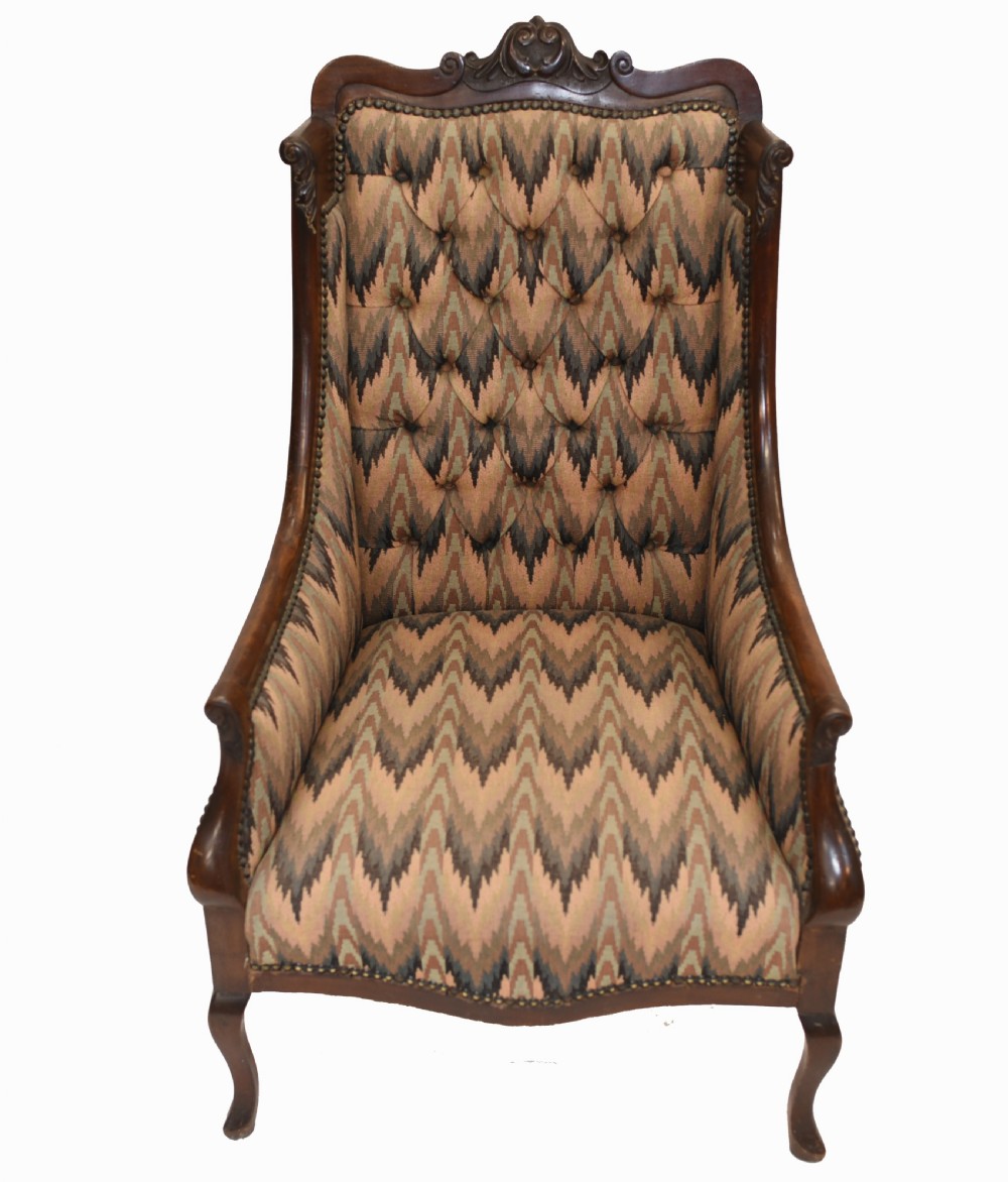 Pair Victorian Salon Chairs Arm Club Chair Stools View XI