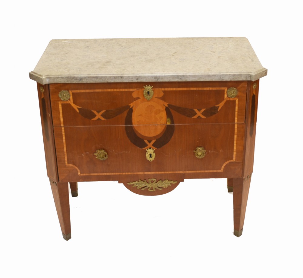 French Empire Commode Chest of Drawers - Antique with Marquetry Inlay