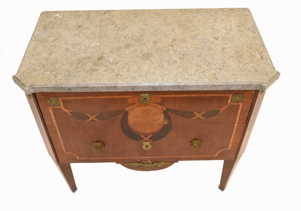 French Empire Commode Chest of Drawers - Antique with Marquetry Inlay View II