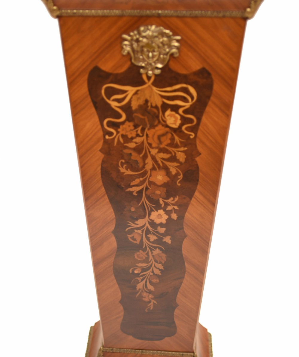 Antique French Clock Pedestal Stand Mantle Clocks Inlay 1930 View VII