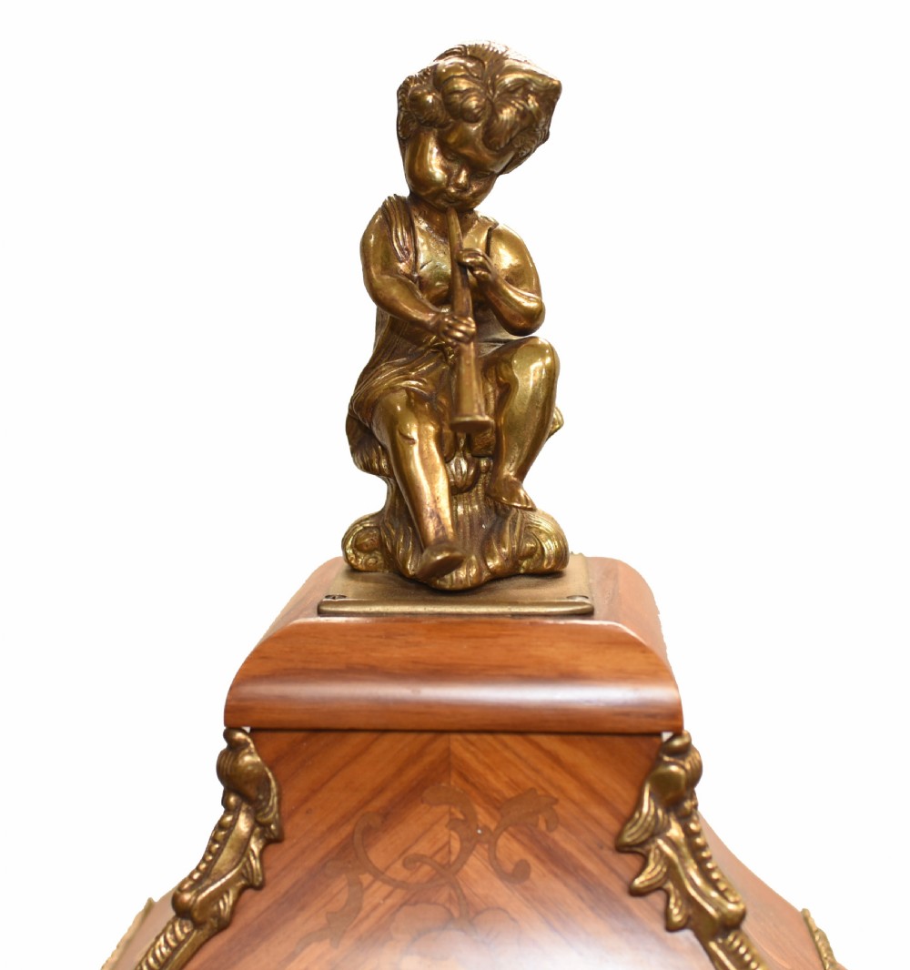 Antique French Clock Pedestal Stand Mantle Clocks Inlay 1930 View X