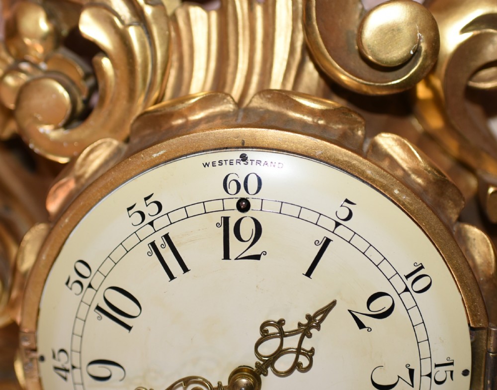 Scandanavian Wall Clock Antique Carved Rococo Giltwood Clocks View VIII