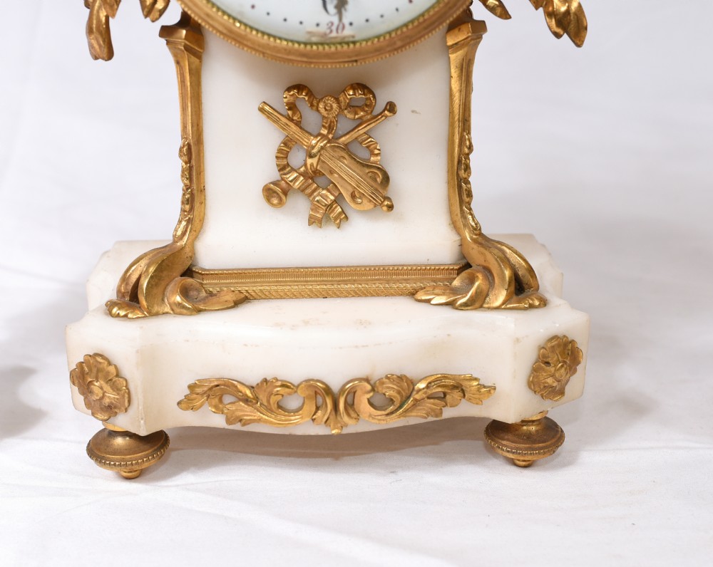 Antique Clock Set French Garniture Gilt and Marble Cherubs View V