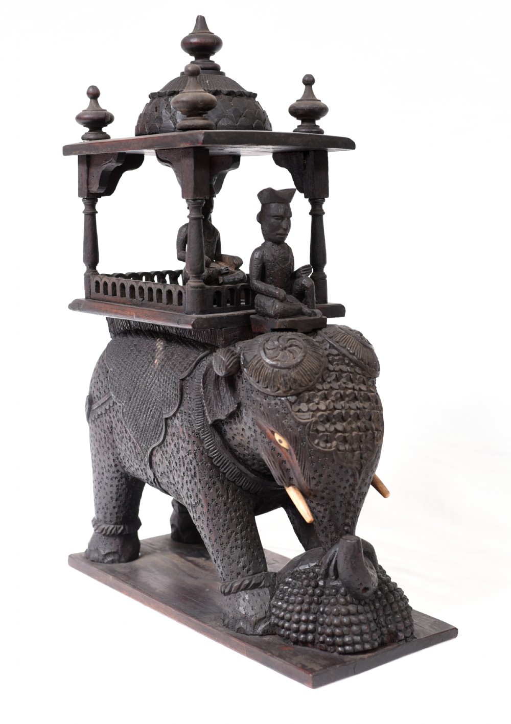 Carved Burmese Elephant Statue Antique 1890 Burma View VII