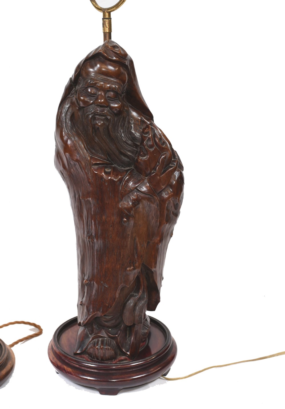 Set Hand Carved Chinese Buddha Lamps Antique Lights Figurines 1880 View VIII