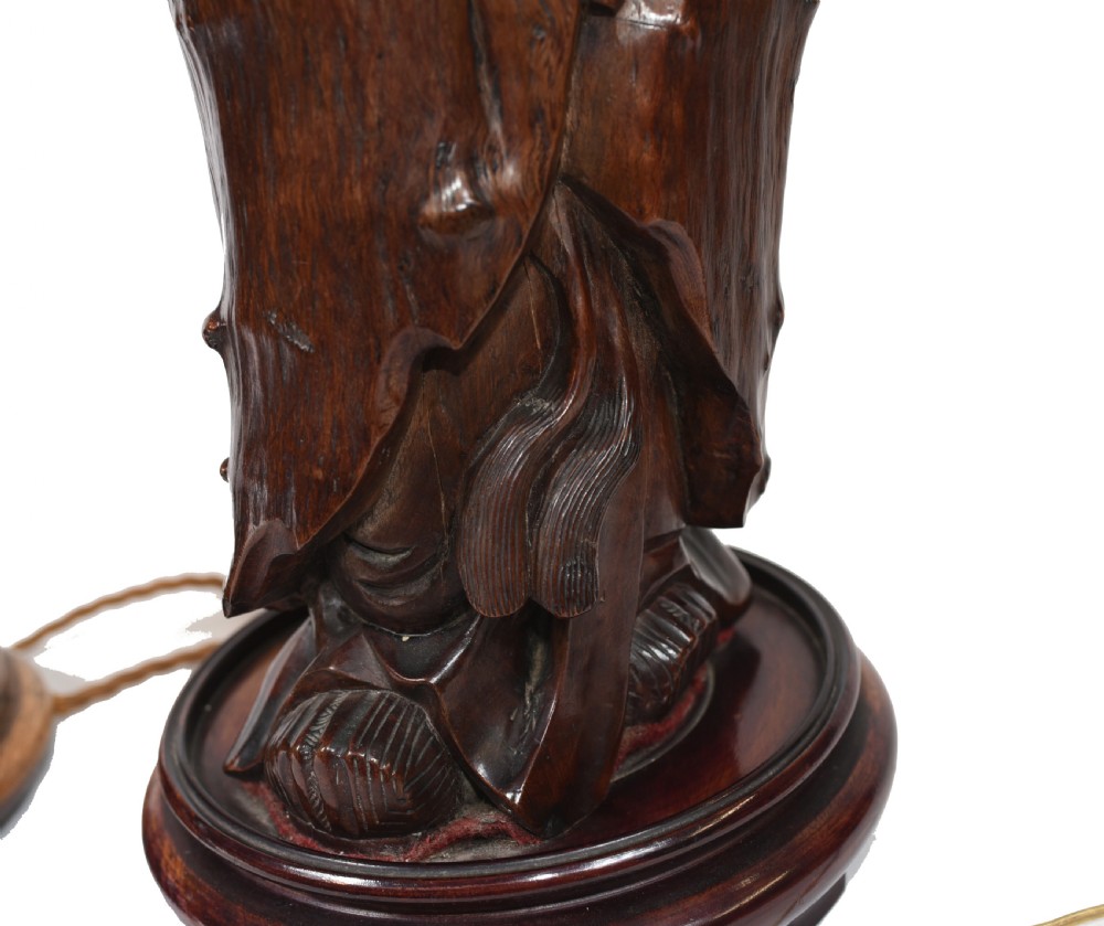 Set Hand Carved Chinese Buddha Lamps Antique Lights Figurines 1880 View X