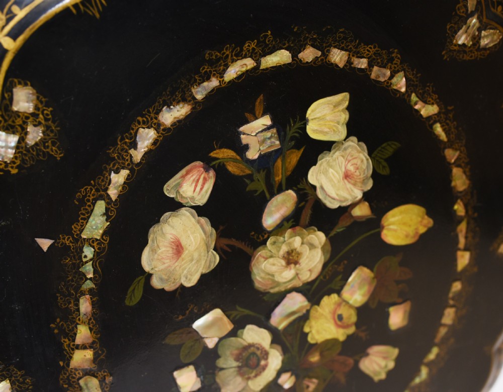 Victorian Lacquer Side Table Mother of Pearl Inlay Jennings and Betteridge View III