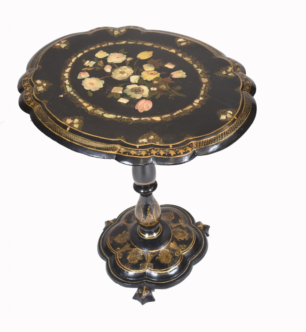 Victorian Lacquer Side Table Mother of Pearl Inlay Jennings and Betteridge View VI