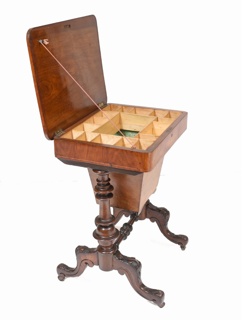 Victorian Sewing Table Antique Burr Walnut 1860 Side Tables View VIII
