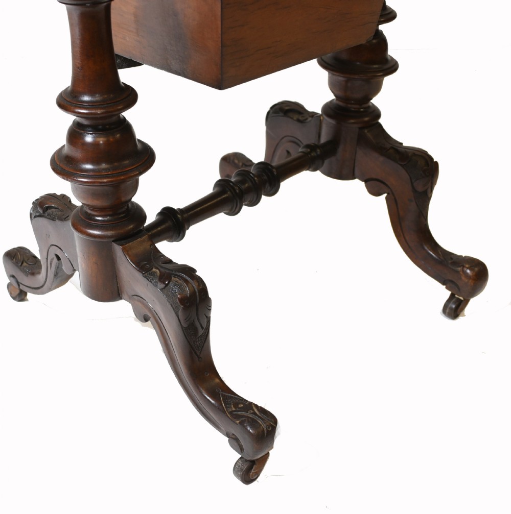 Victorian Sewing Table Antique Burr Walnut 1860 Side Tables View XI