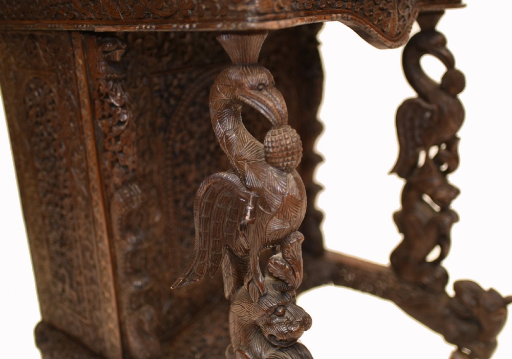 Burmese Davenport Desk Antique Hand Caved Burma Furniture 1885 View VI