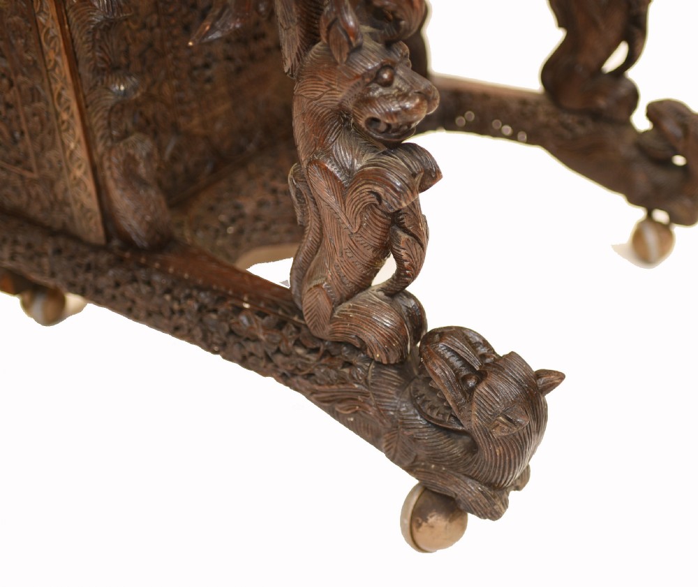 Burmese Davenport Desk Antique Hand Caved Burma Furniture 1885 View VII