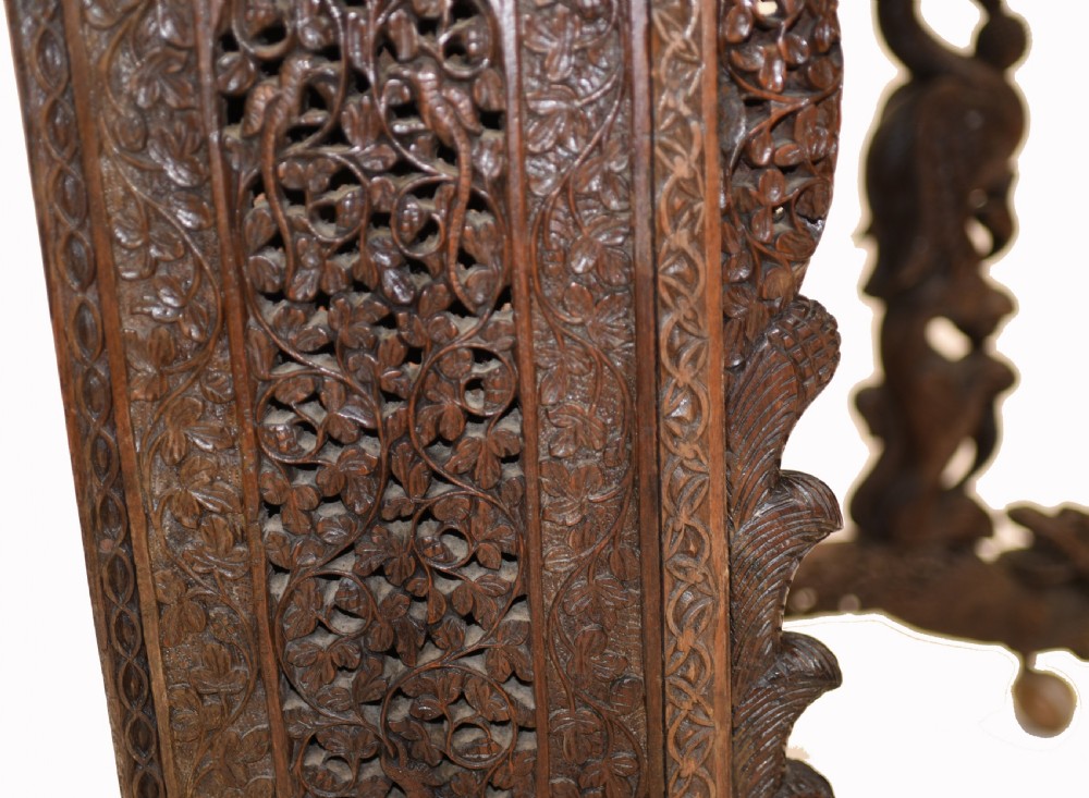 Burmese Davenport Desk Antique Hand Caved Burma Furniture 1885 View IX