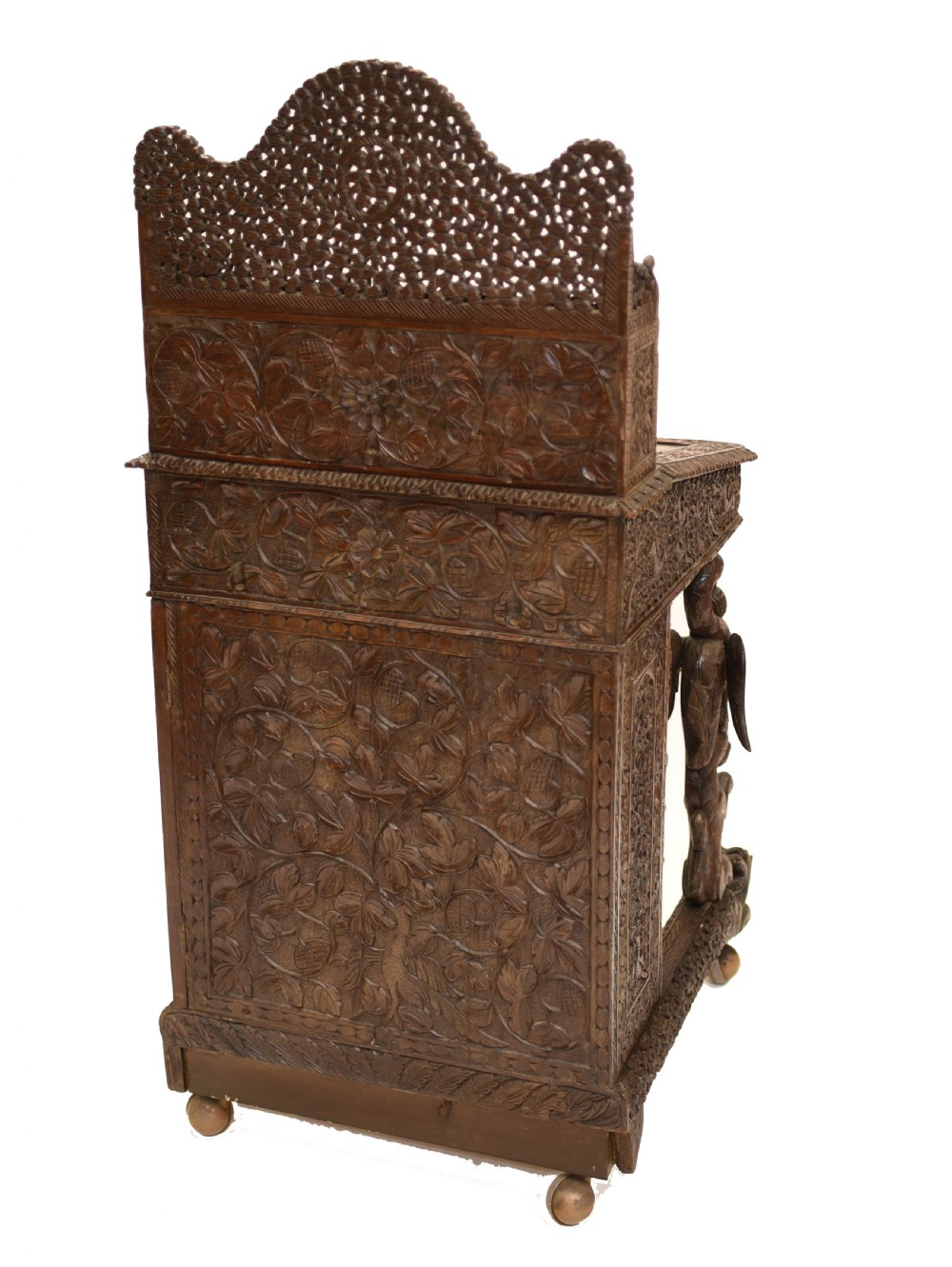 Burmese Davenport Desk Antique Hand Caved Burma Furniture 1885 View XVI