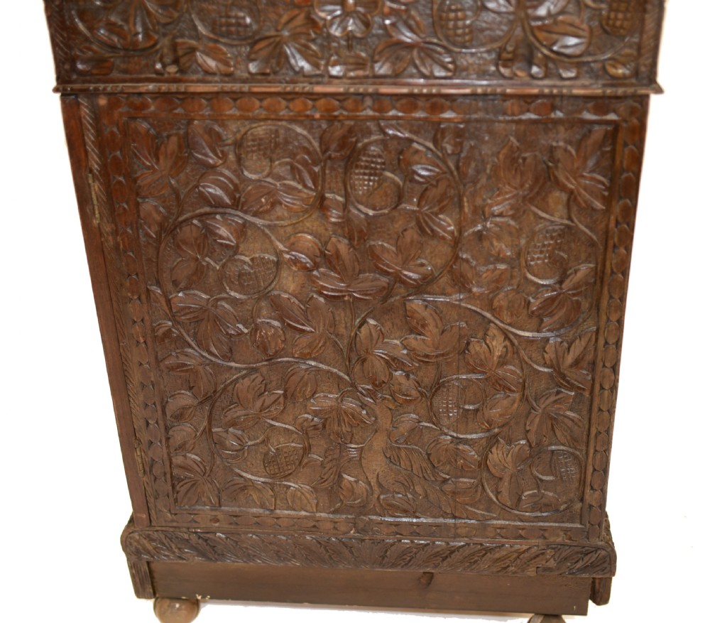 Burmese Davenport Desk Antique Hand Caved Burma Furniture 1885 View XVII