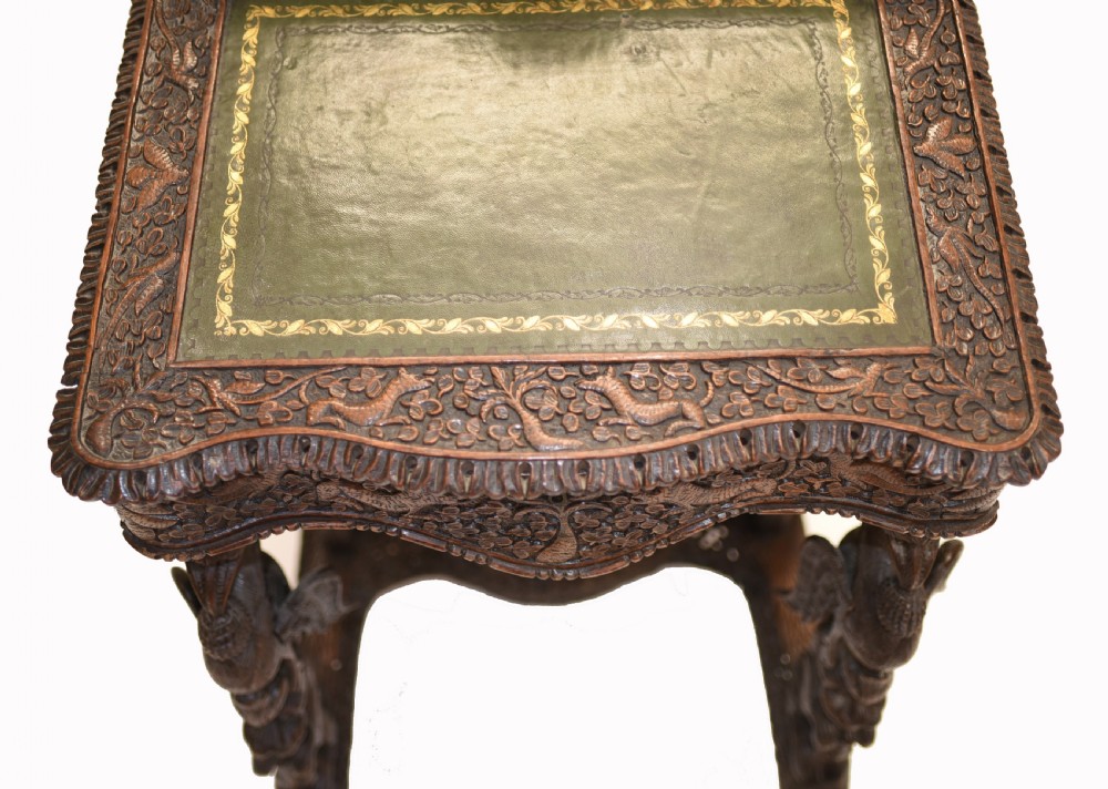 Burmese Davenport Desk Antique Hand Caved Burma Furniture 1885 View XIX