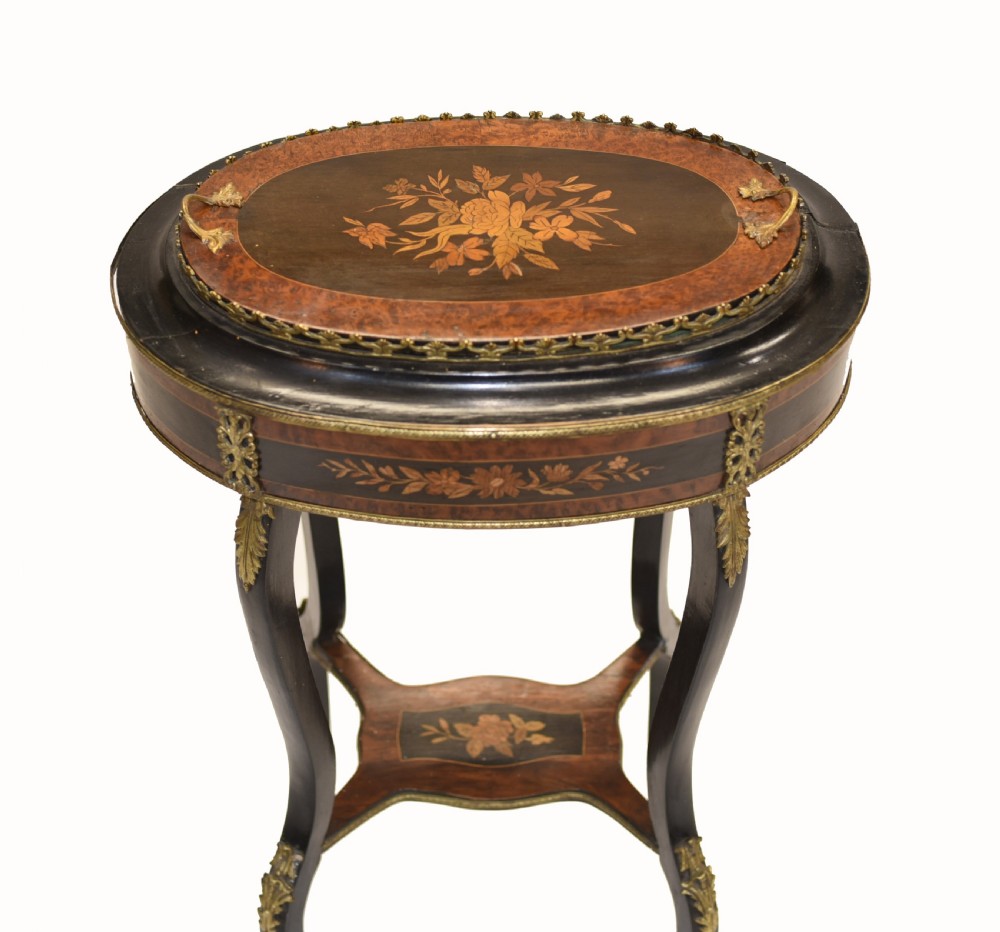 French Side Table Stand Marquetry Inlay 1880 View II