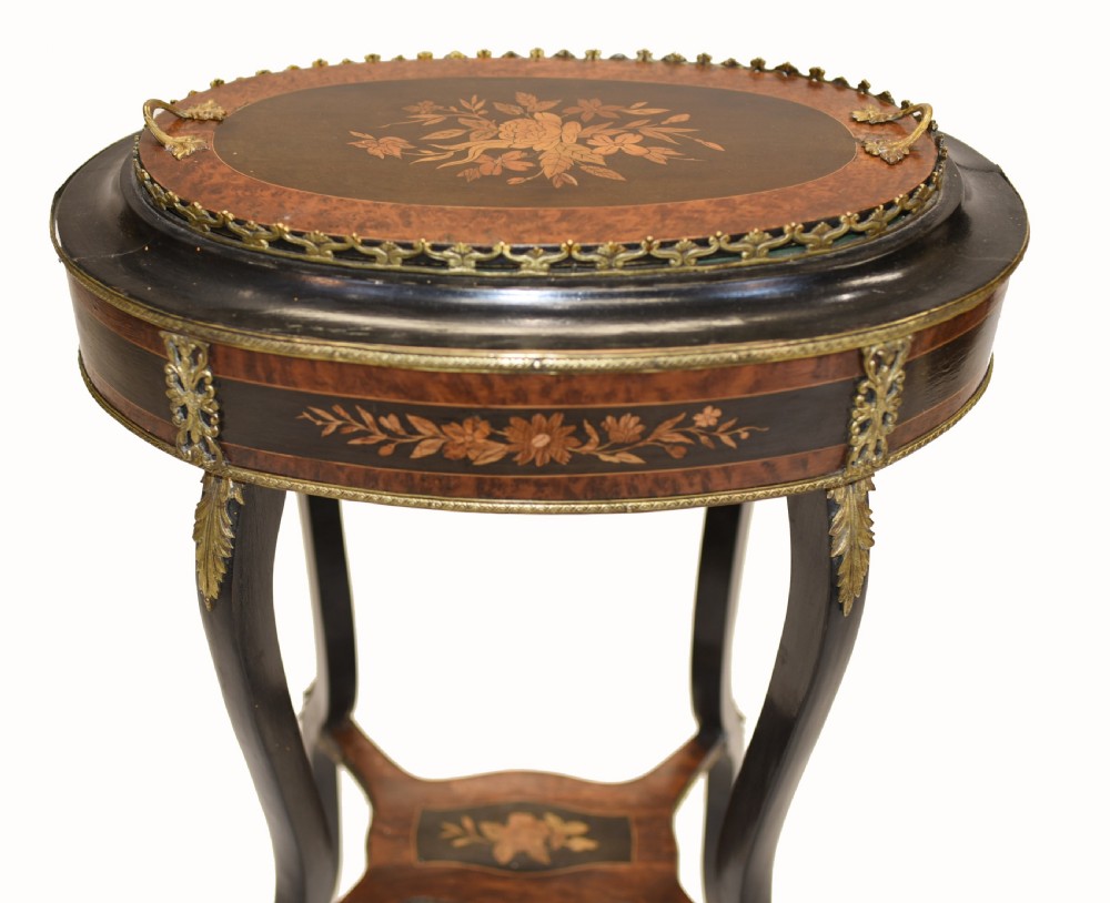 French Side Table Stand Marquetry Inlay 1880 View III