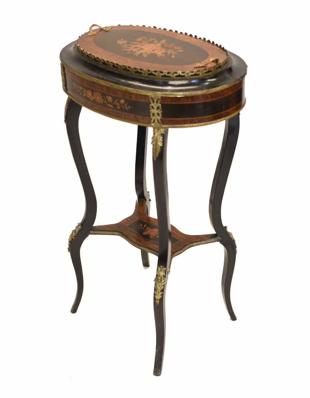 French Side Table Stand Marquetry Inlay 1880 View VII