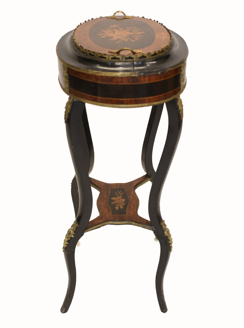 French Side Table Stand Marquetry Inlay 1880 View X