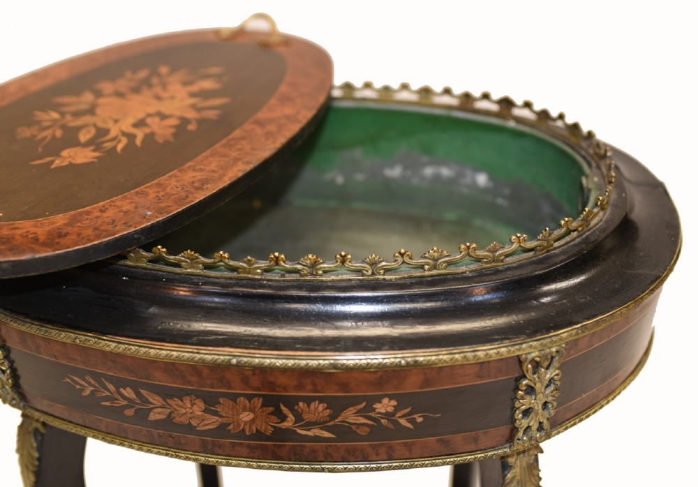 French Side Table Stand Marquetry Inlay 1880 View XIII