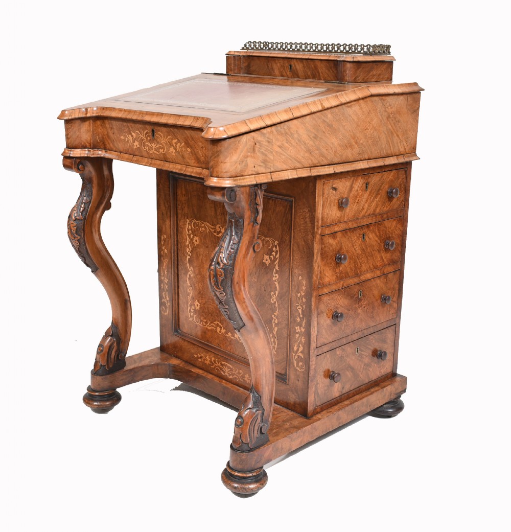 Victorian Davenport Desk Walnut Inlay 1860 View II
