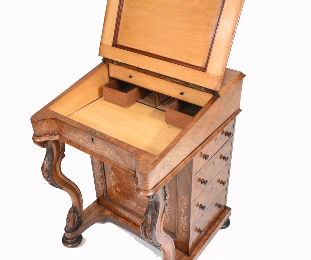 Victorian Davenport Desk Walnut Inlay 1860 View V