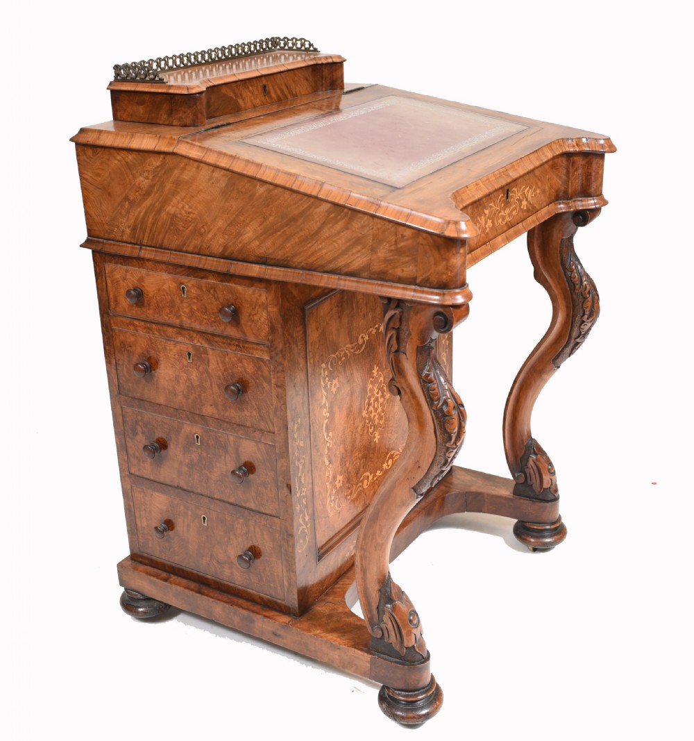 Victorian Davenport Desk Walnut Inlay 1860 View X
