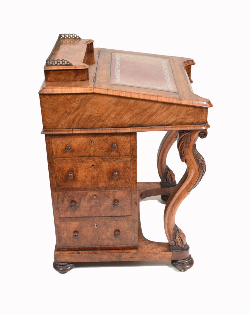 Victorian Davenport Desk Walnut Inlay 1860 View XII
