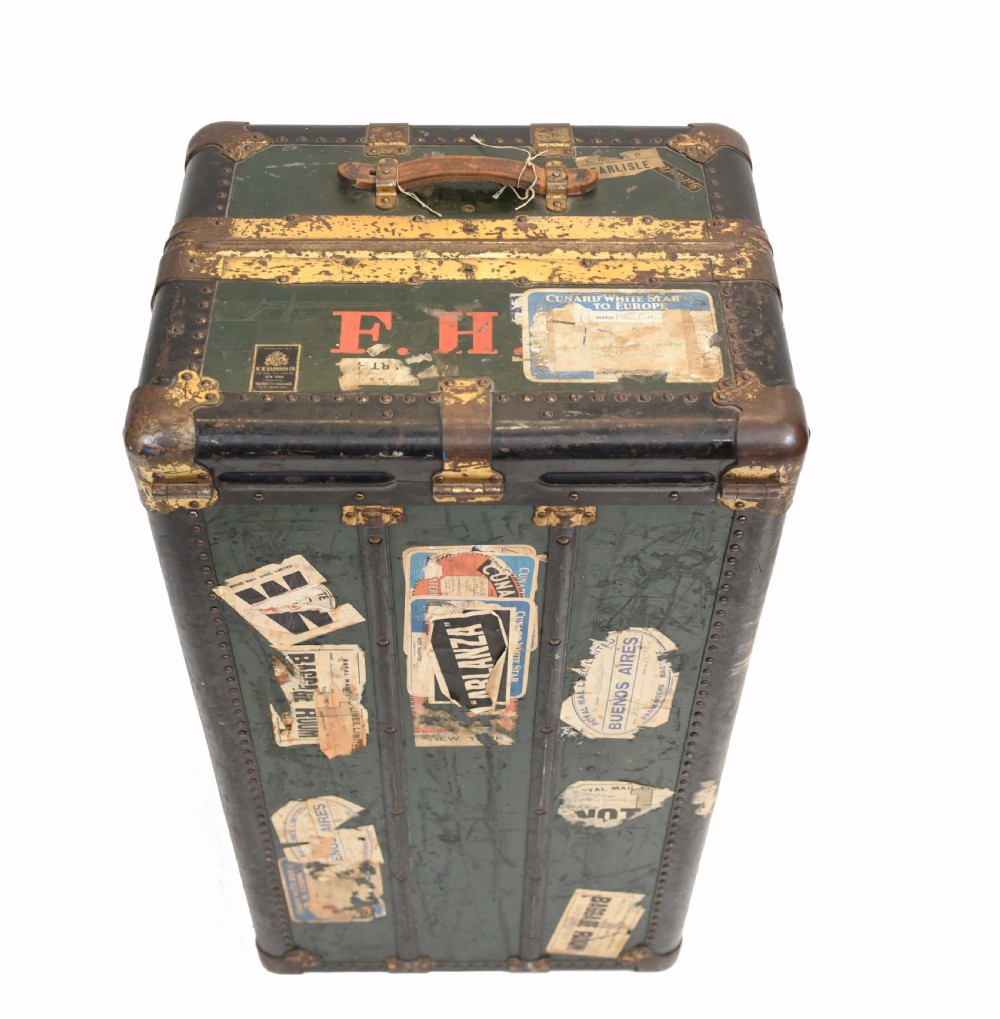 Vintage Steamer Trunk Luggage Case Harrison and Co New York View II