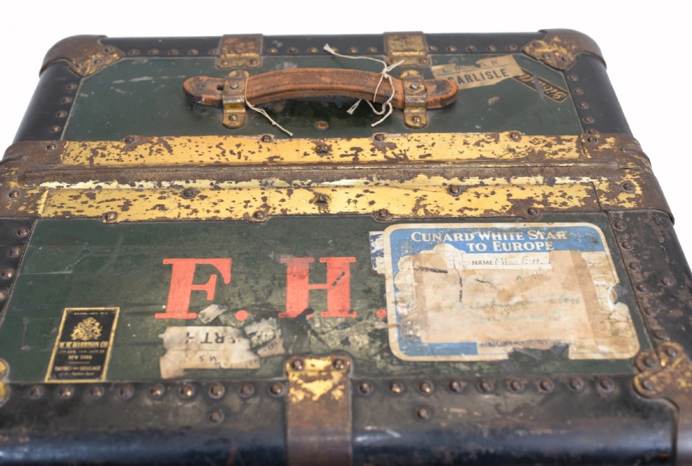 Vintage Steamer Trunk Luggage Case Harrison and Co New York View IV