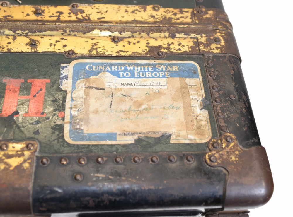Vintage Steamer Trunk Luggage Case Harrison and Co New York View V