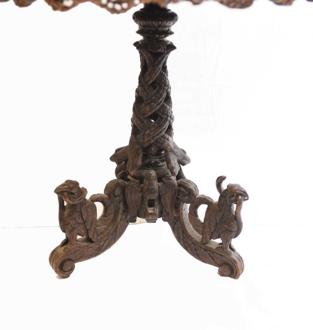 Burmese Side Table - Antique Hand Carved Burma Furniture Myanmar View III