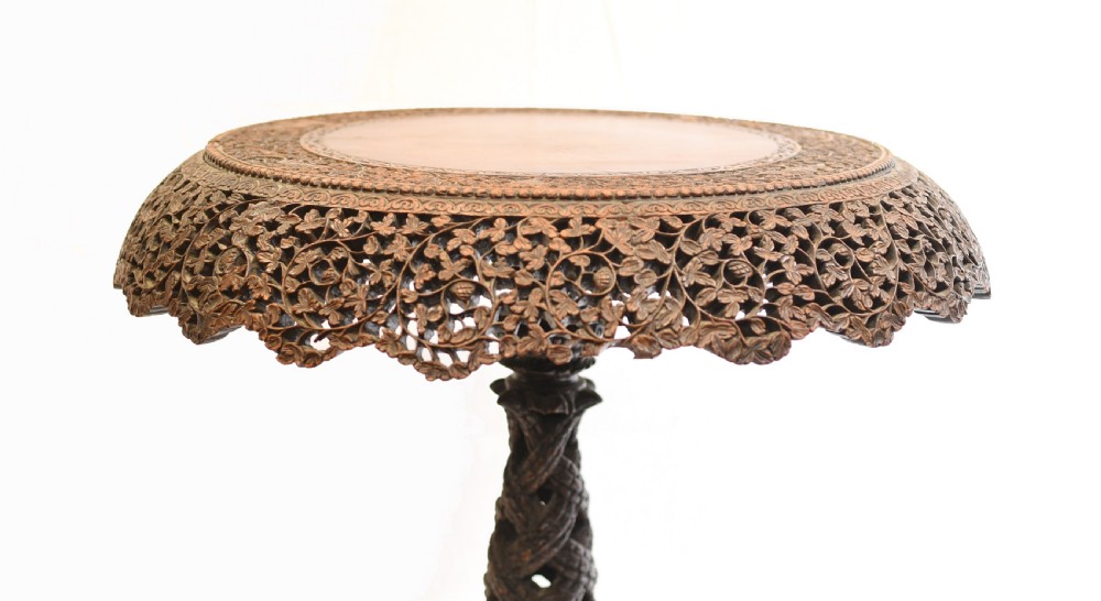 Burmese Side Table - Antique Hand Carved Burma Furniture Myanmar View IV