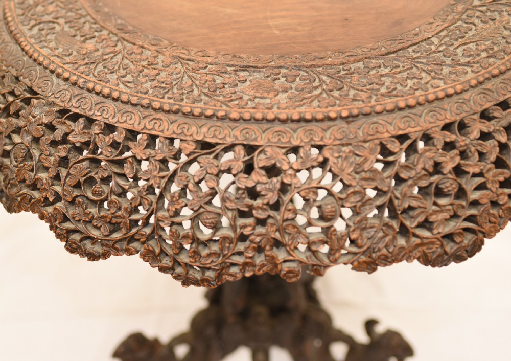 Burmese Side Table - Antique Hand Carved Burma Furniture Myanmar View VI