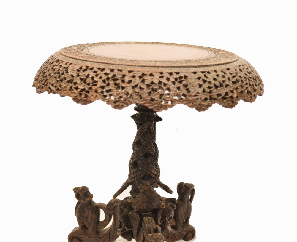 Burmese Side Table - Antique Hand Carved Burma Furniture Myanmar View VIII