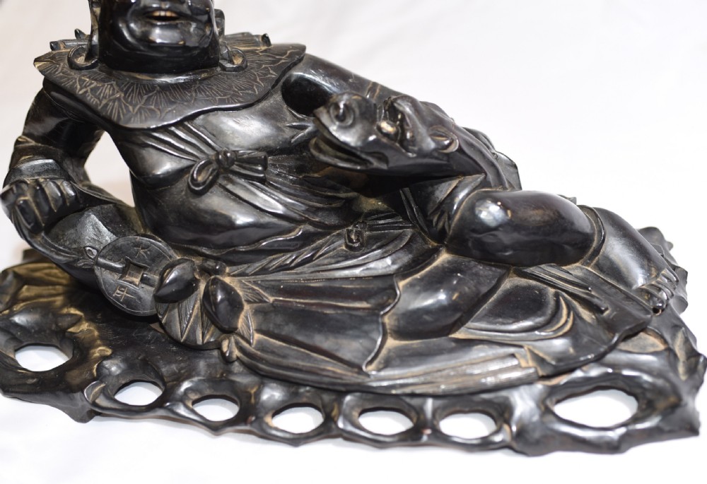 Pair Antique Carved Chinese Figurines Hardwood China View VII