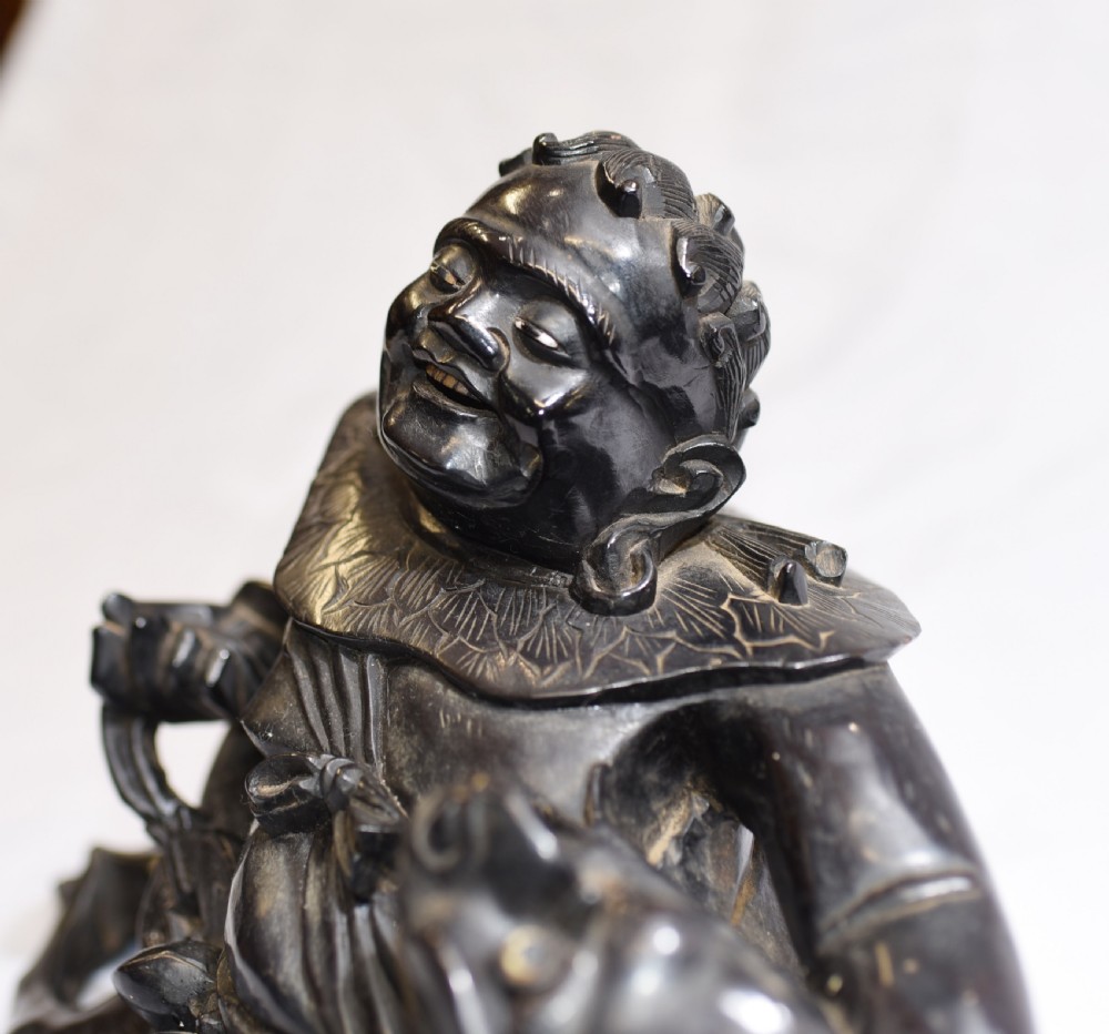 Pair Antique Carved Chinese Figurines Hardwood China View IX