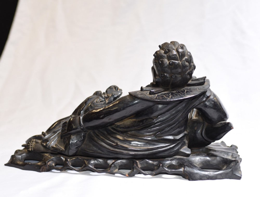Pair Antique Carved Chinese Figurines Hardwood China View X
