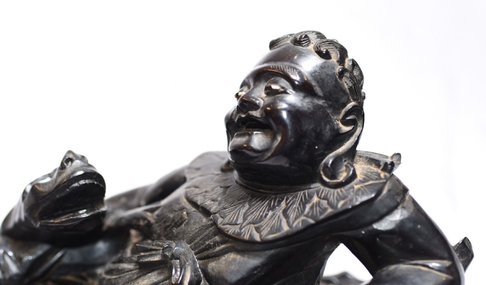 Pair Antique Carved Chinese Figurines Hardwood China View XI