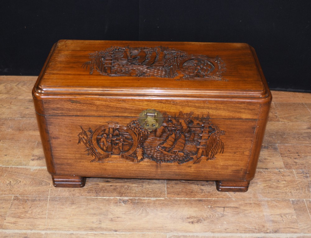 Antique Chinese Camphor Chest - Hand Carved Trunk Circa 1920 View III